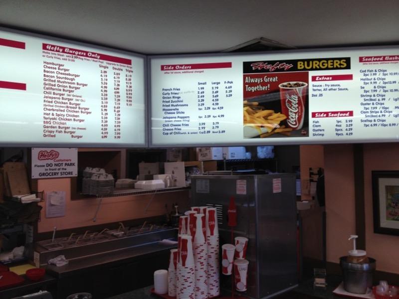 Menu at Herfy's Burgers restaurant, Snoqualmie