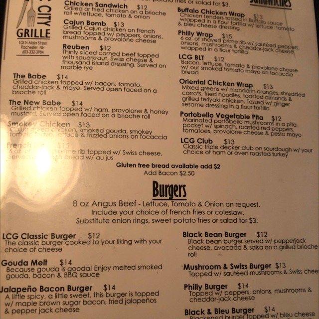 Menu at Lilac City Grille pub & bar, Rochester, 103 N Main St