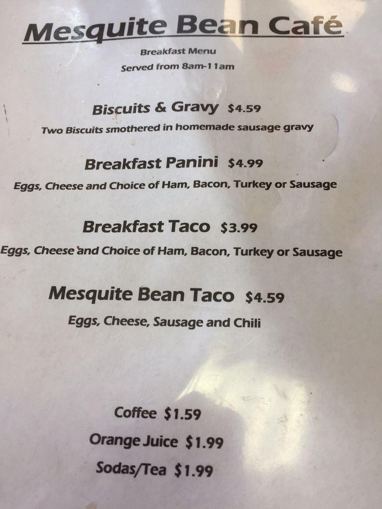 Menu at The Mesquite Bean Cafe, San Angelo, 36 E Twohig Ave 105
