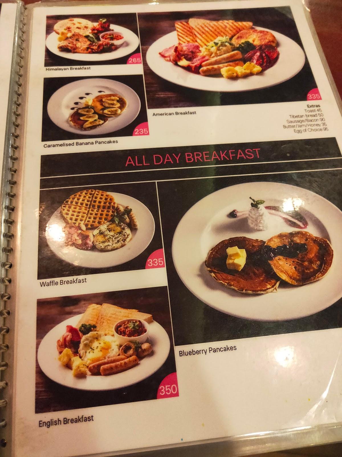 Menu at The Coffee Shop, Gangtok