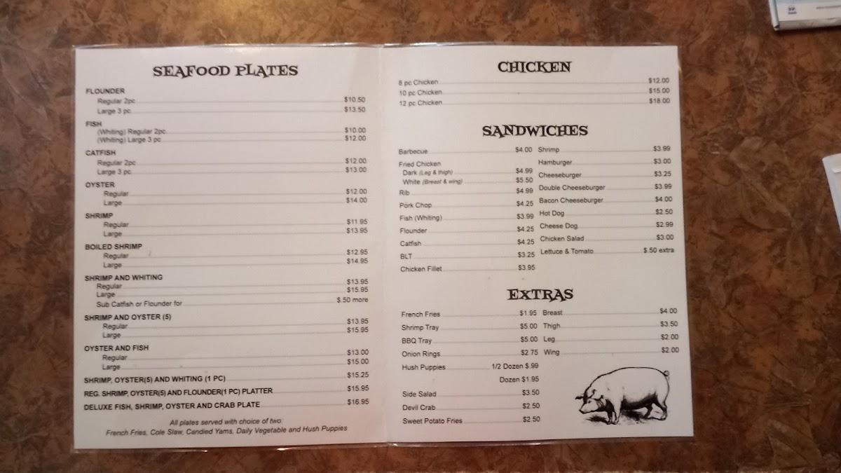 Menu at Williamson's Barbecue Restaurant, Chadbourn, N Brown St