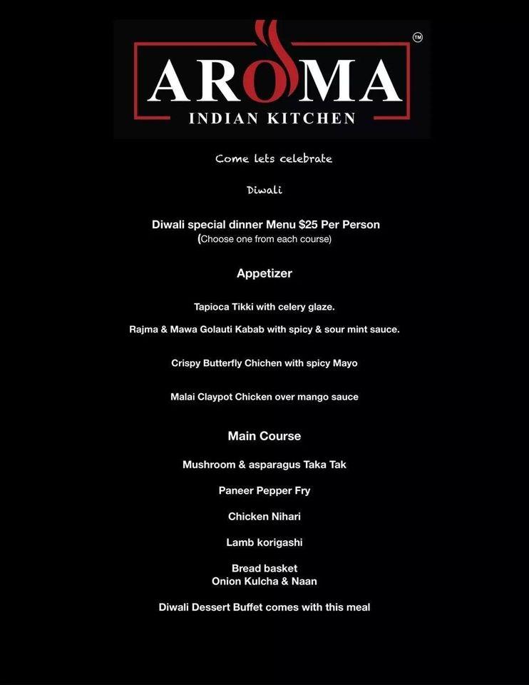 aroma indian restaurant menu