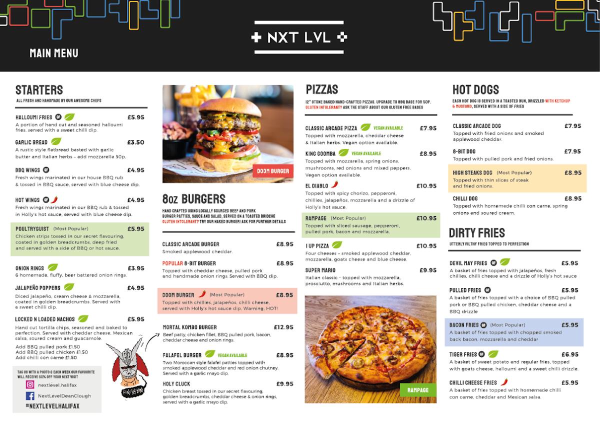 Menu at Next Level pub & bar, Halifax