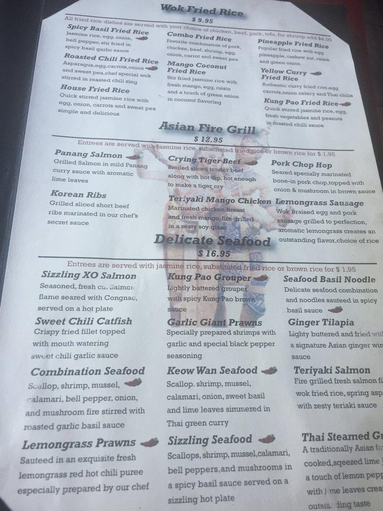 Menu at Tantra Asian Bistro restaurant, Davenport