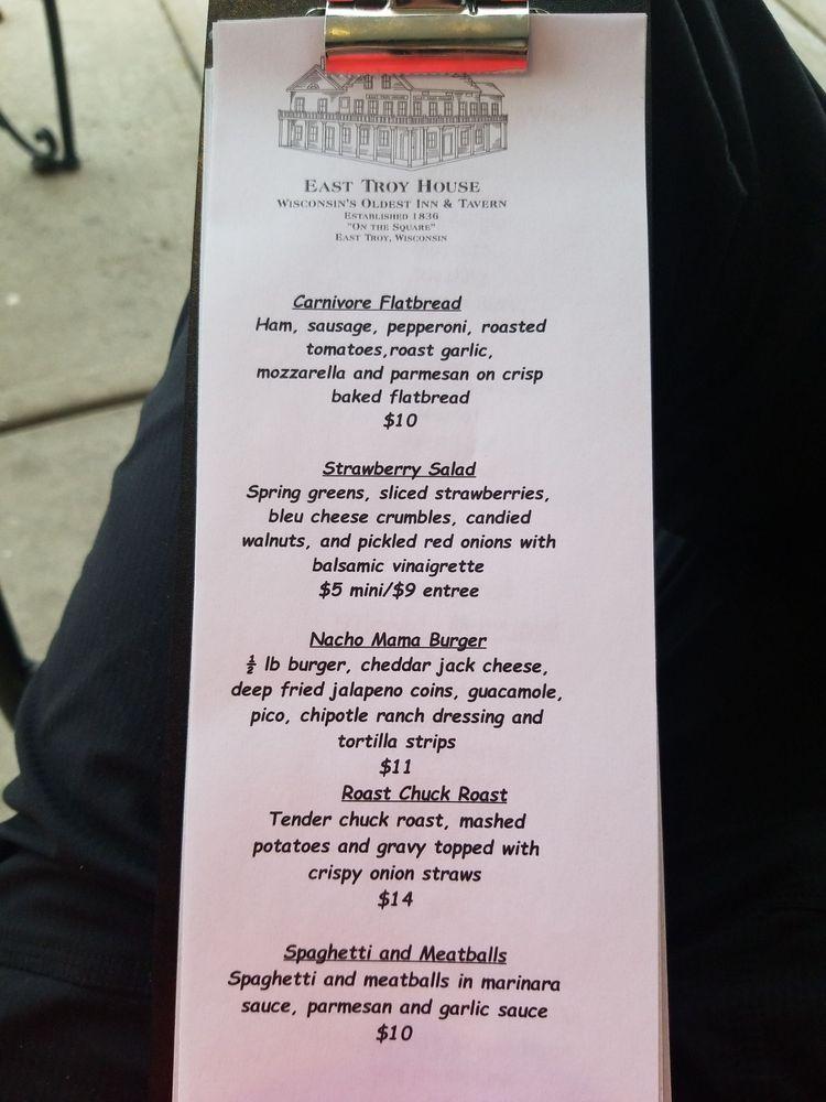 Menu at East Troy House RestaurantBar, East Troy, Division St