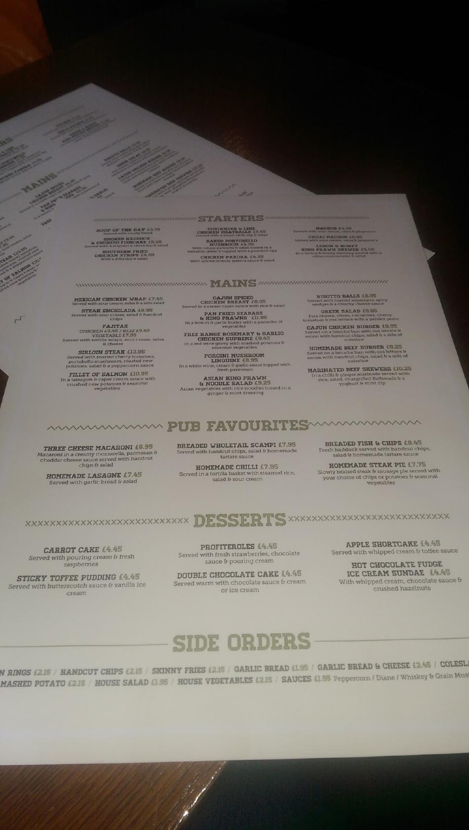Menu at The Peacock & Ivy pub & bar, Hamilton