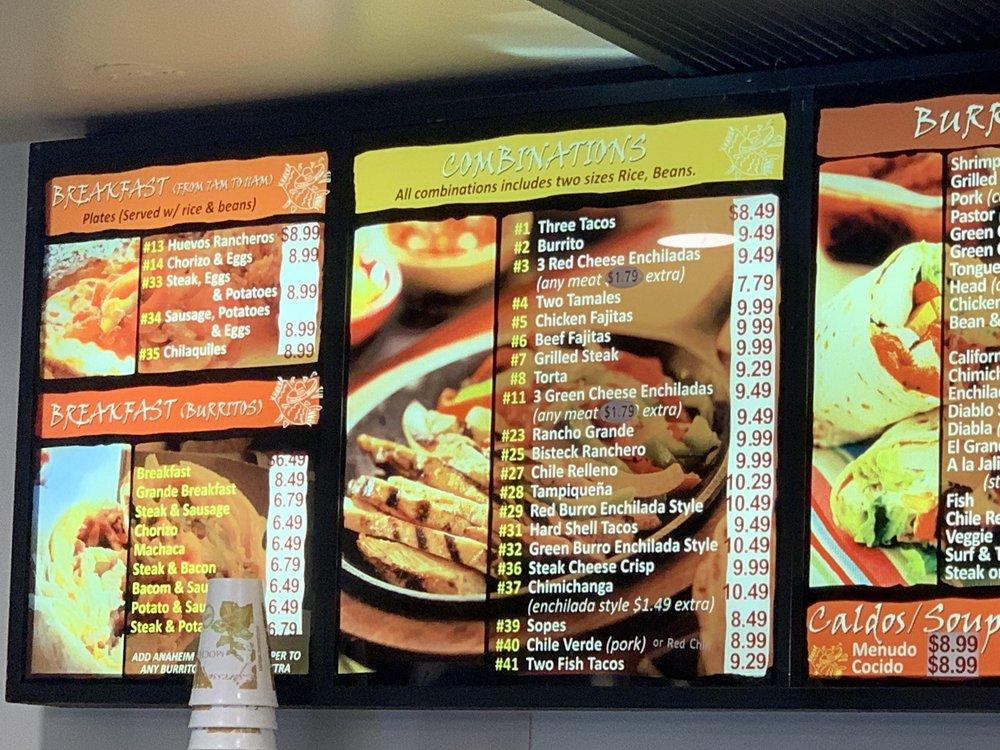 Menu at Taquitos Jalisco restaurant, Mesa, W Broadway Rd