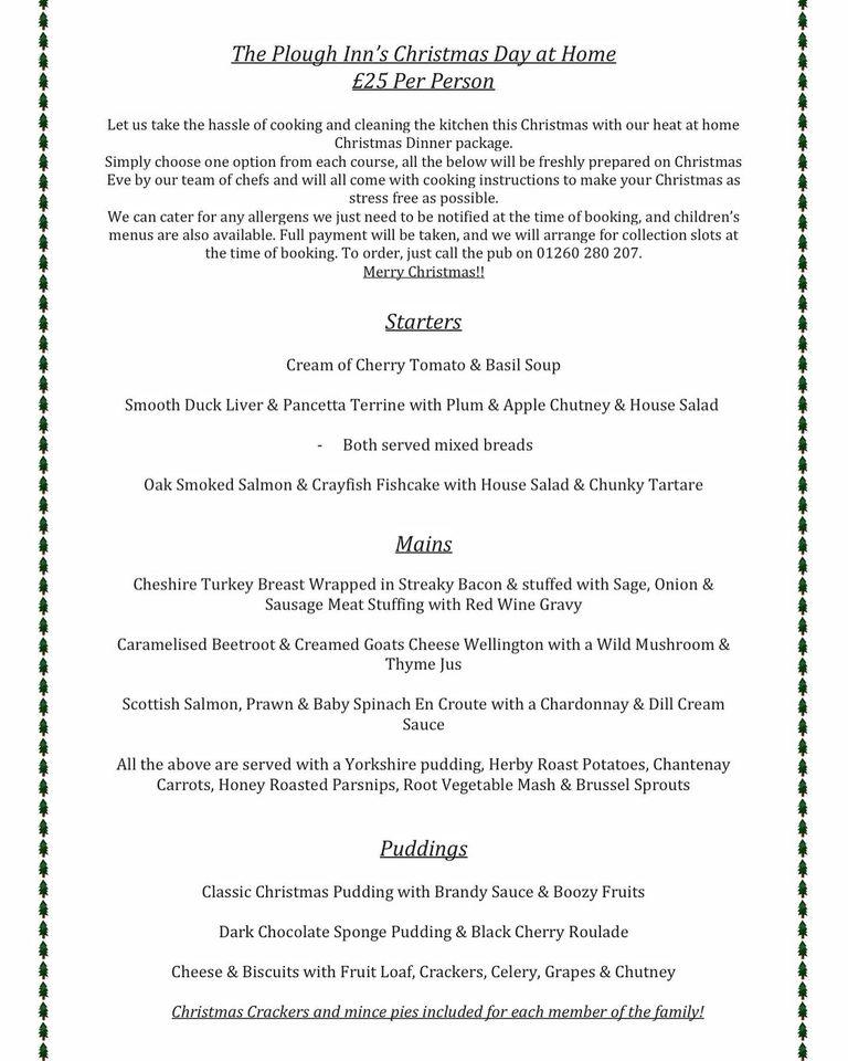 Menu at The Plough Inn pub & bar, Congleton