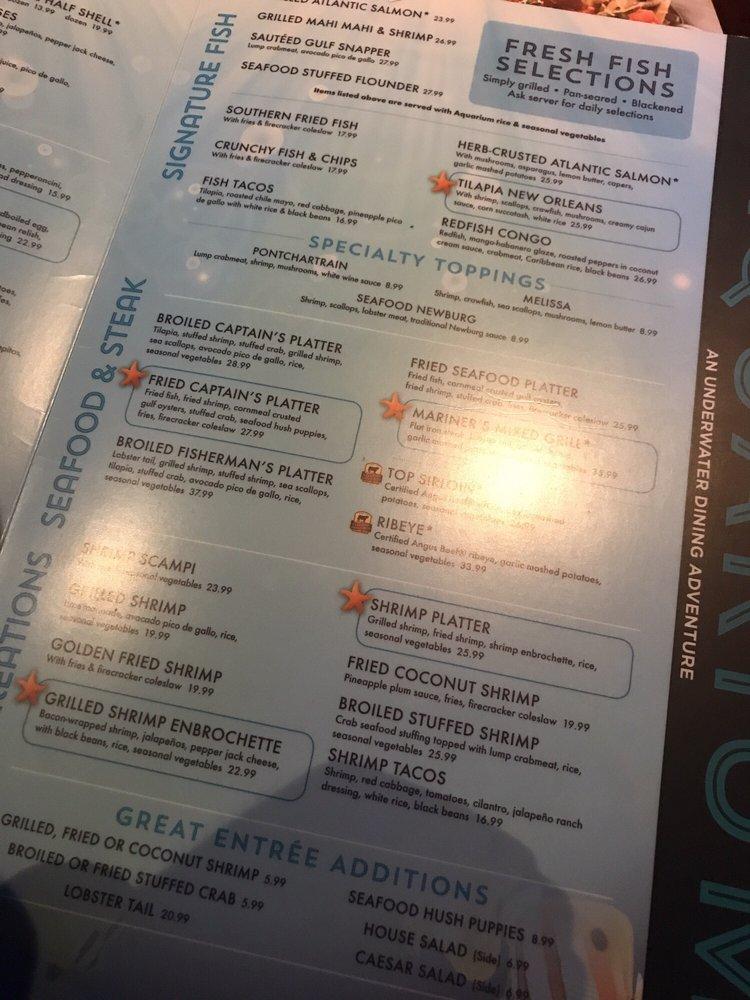 Menu at Aquarium Restaurant, Kemah, 215 Kipp Ave Boardwalk 11