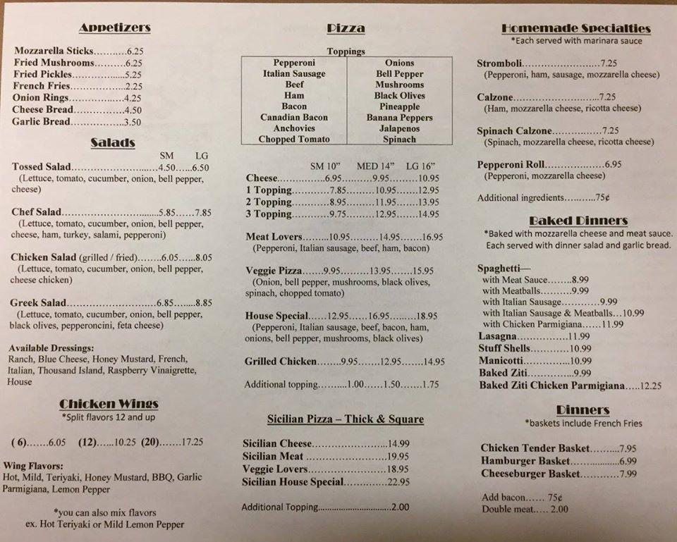 Menu at Old Guy's Italian Restaurant, Sumter