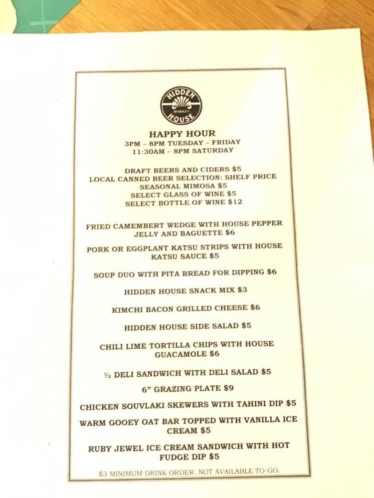 Menu at Hidden House Market, Vancouver