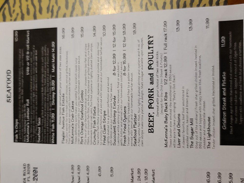 Menu at McKenna's PlacePort Orange pub & bar, Port Orange