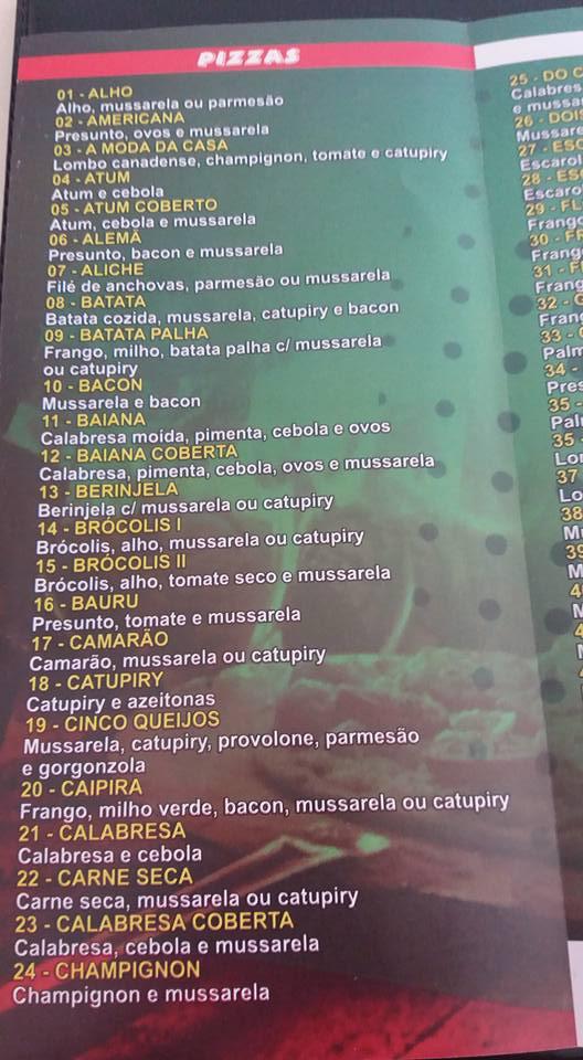 Pizzaria Roma cardápio