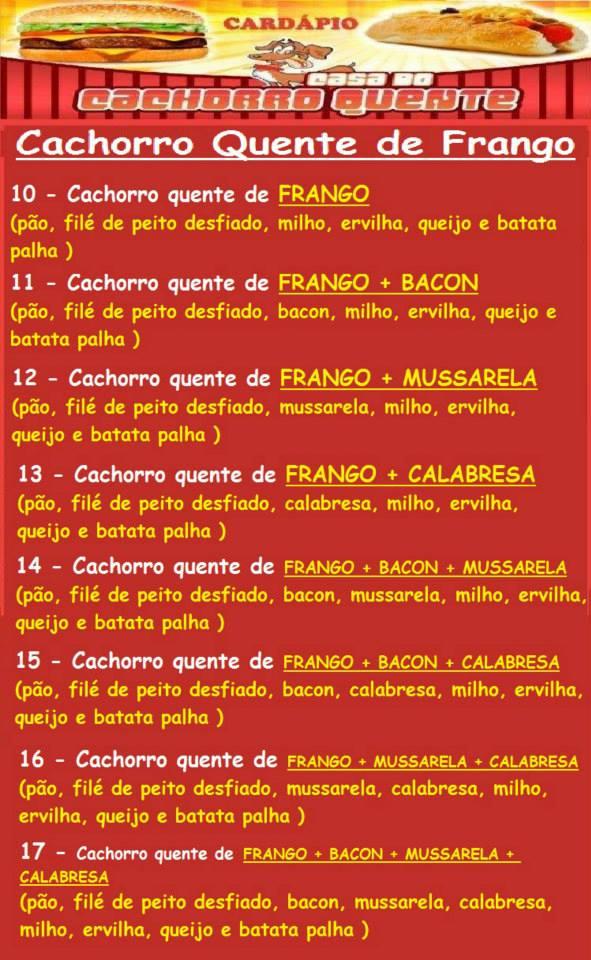 Casa Do Cachorro Quente cardápio