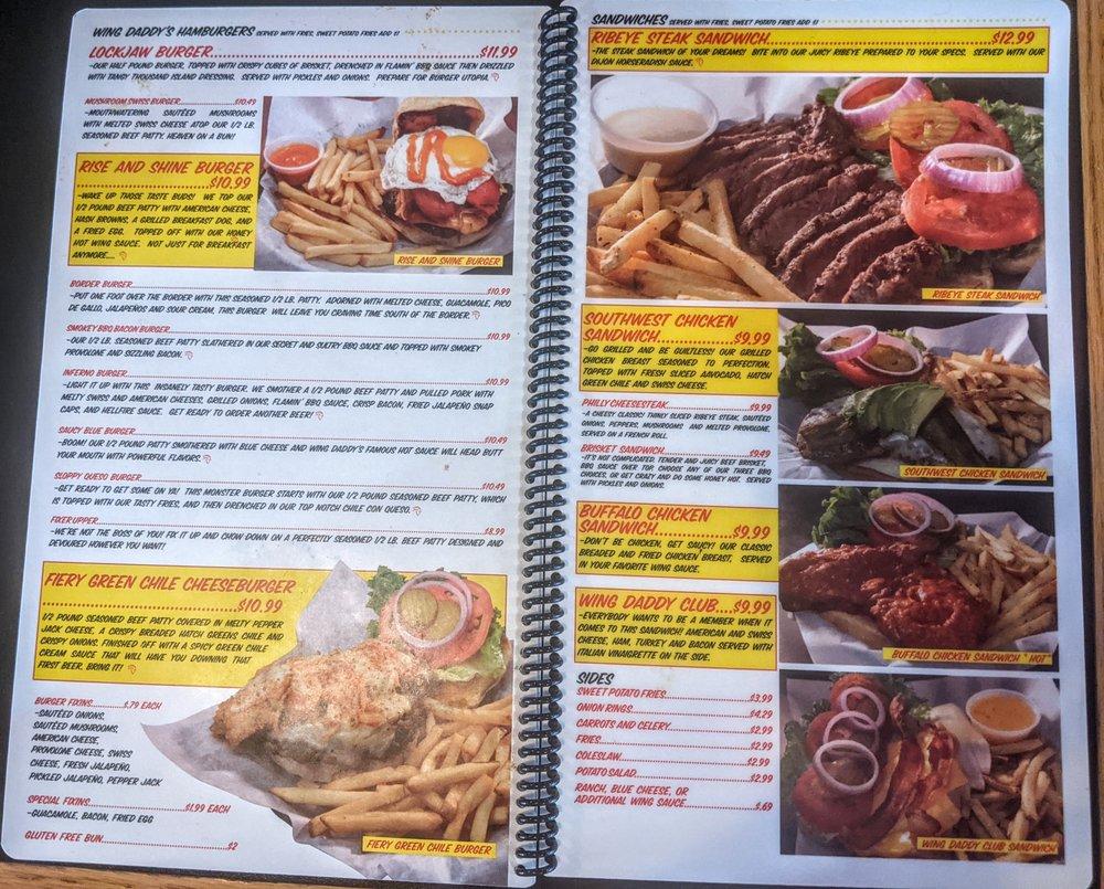Menu at Wing Daddy's Sauce House restaurant, Little Elm