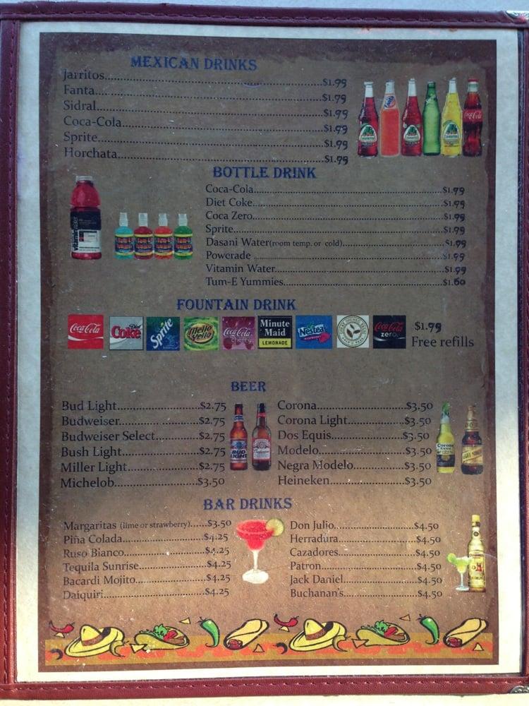 Menu at Arandas Mexican Restaurant, Fairfield