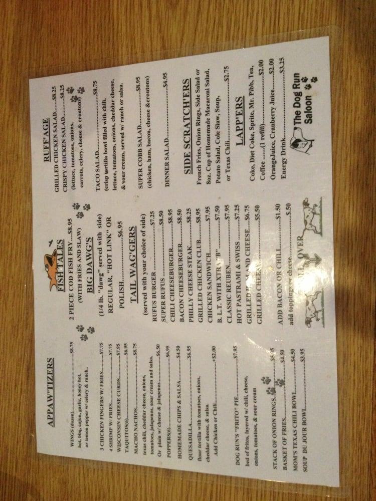 Menu at Dog Run Saloon pub & bar, Apache Junction