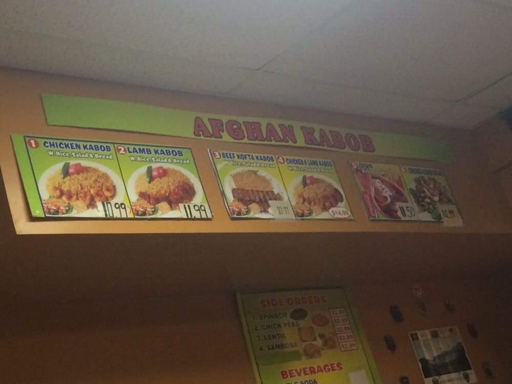 Menu at Afghan Kabob restaurant, Wrightstown