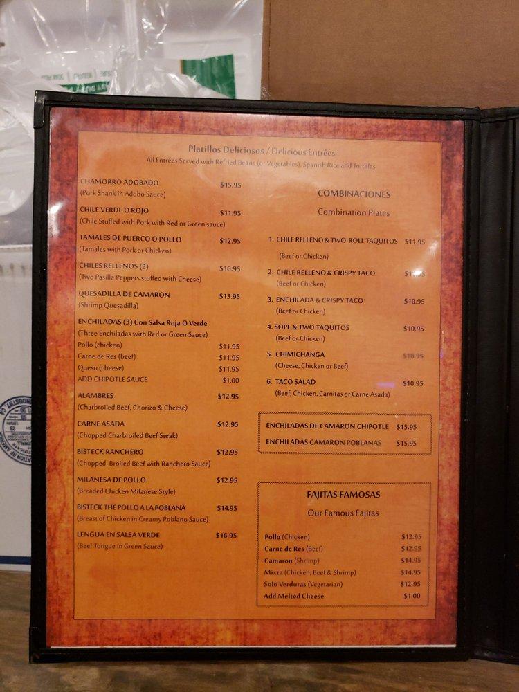 Menu at Salsas Restaurant, Cathedral City
