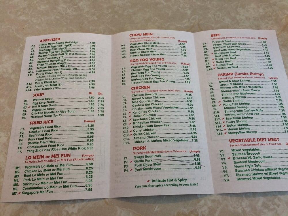 Menu at Uncle Wing Chinese Restaurant, Garland