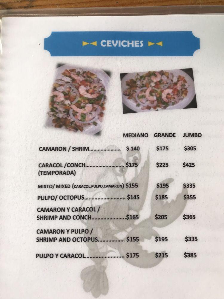 Menu at La Barracuda Seafood, Playa del Carmen