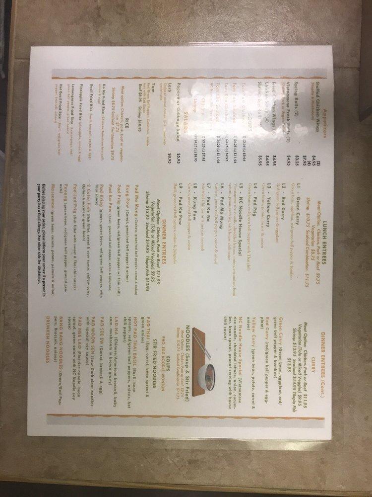 Menu at NC Noodle Bar, Rock Hill, 133 S Herlong Ave