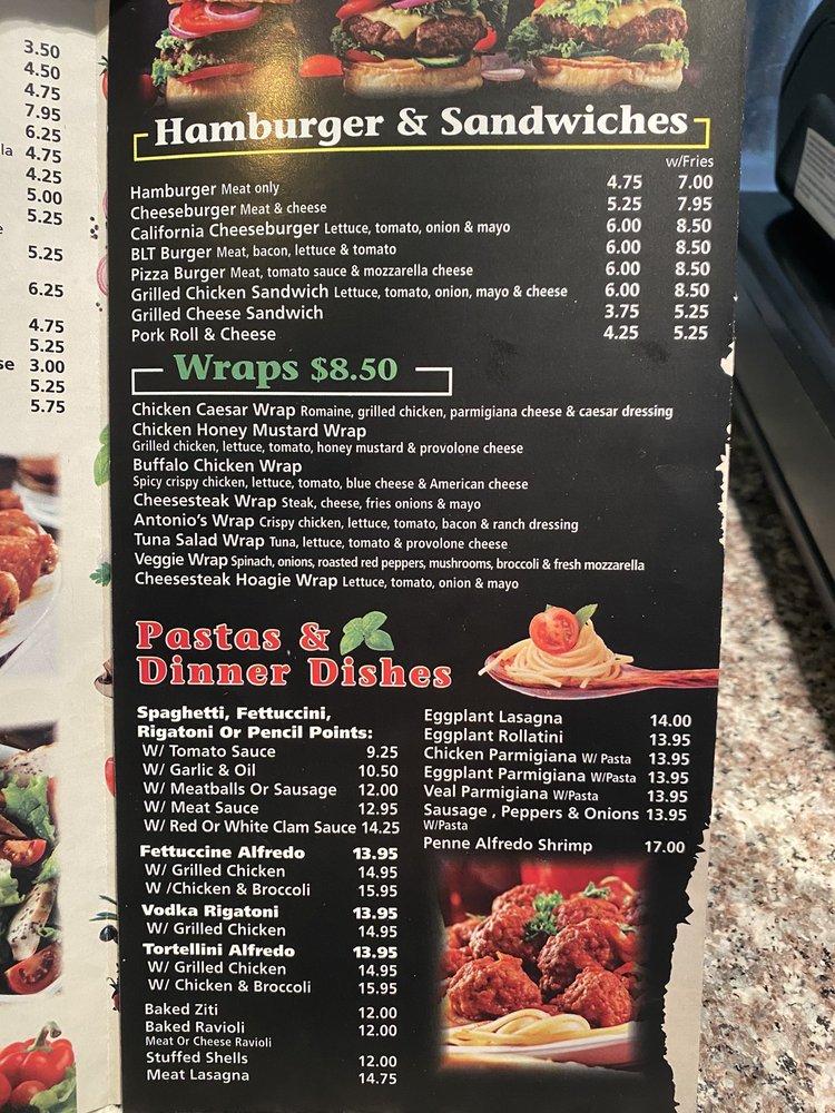 Menu at Antonio’s Pizza & Restaurant, Lambertville