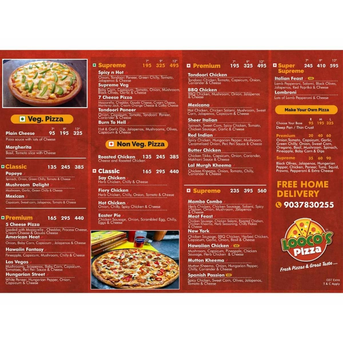 Menu at Looco's Pizza Palakkad, Palakkad