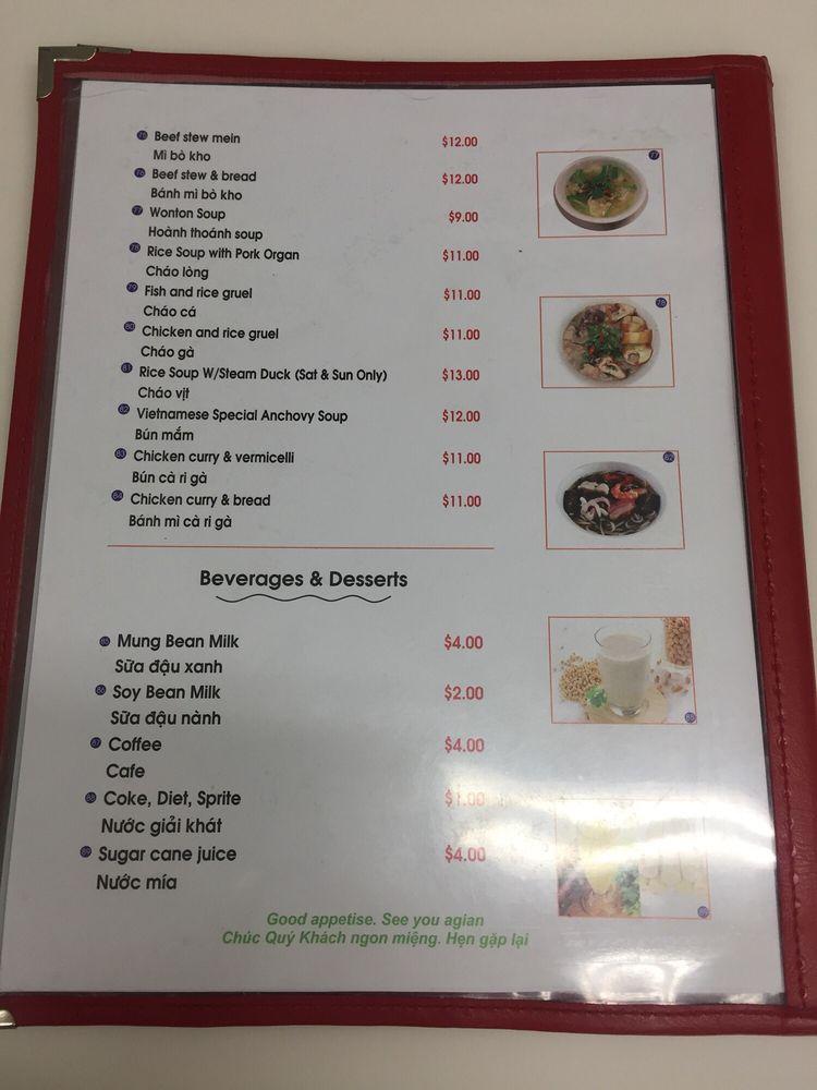 Menu at Anh Hong Restaurant, Honolulu