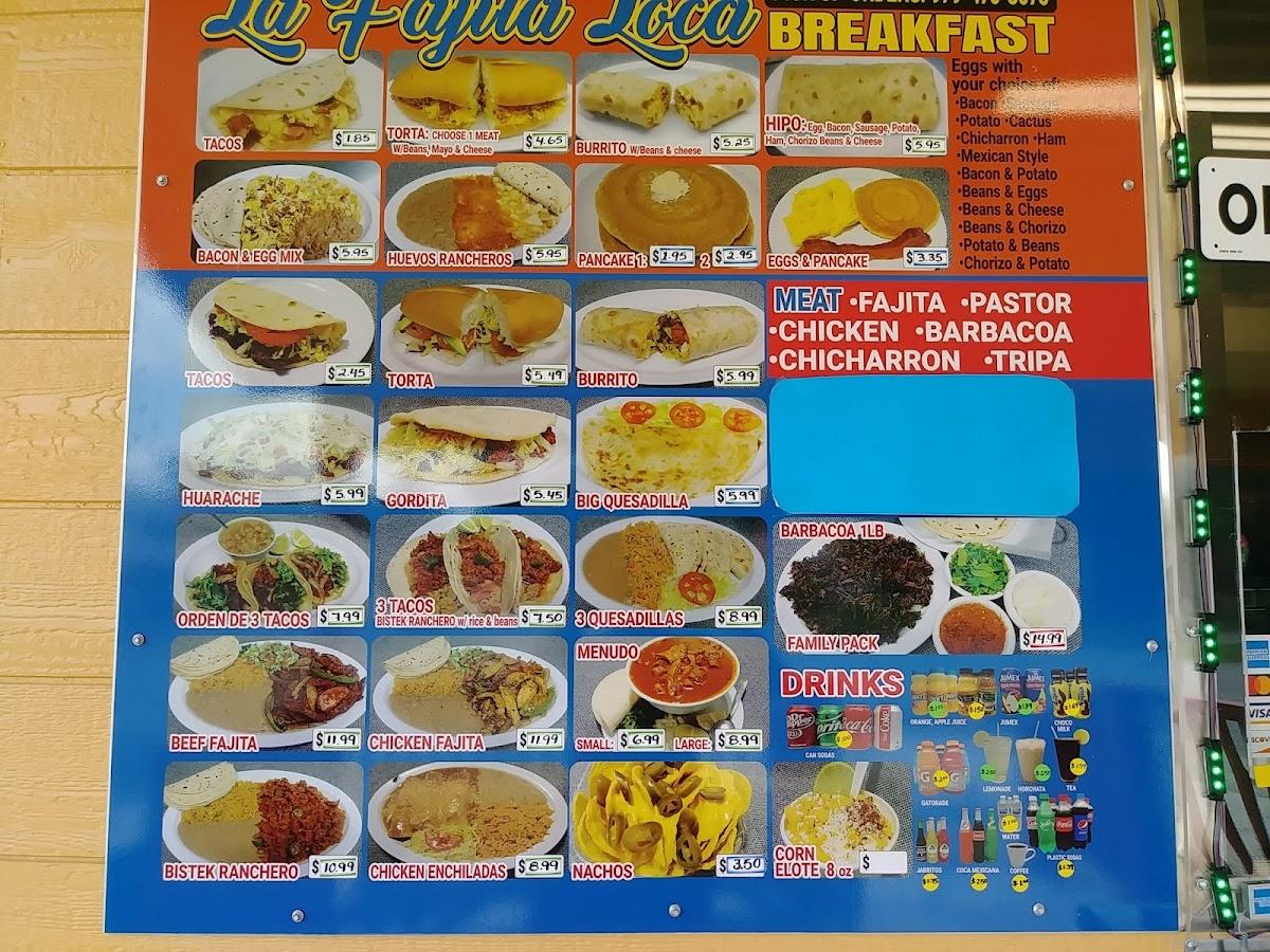 Menu at La Fajita Loca restaurant, Van Vleck, TX35