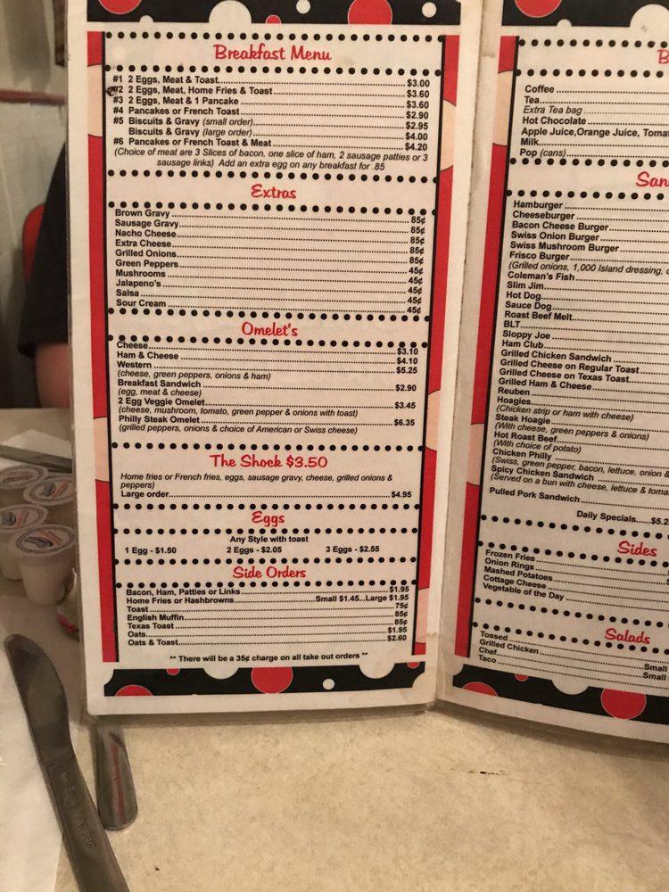 Menu at Grandma Jo's Polkadot Cafe, Moundsville