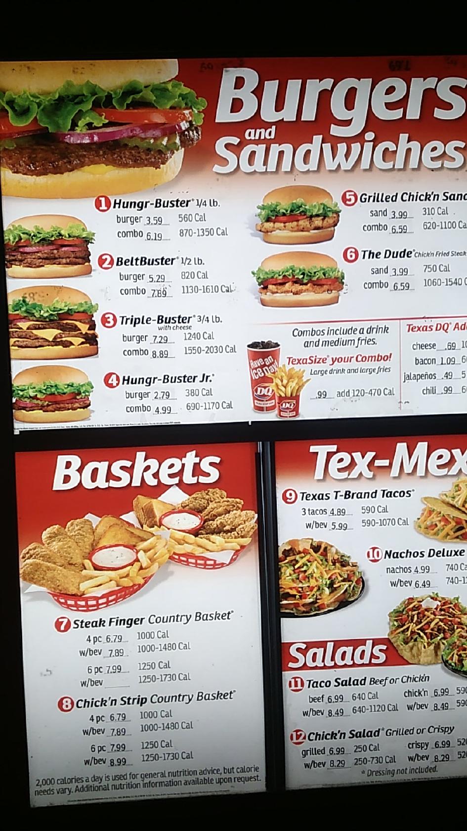 Menu at Dairy Queen fast food, Kingsville