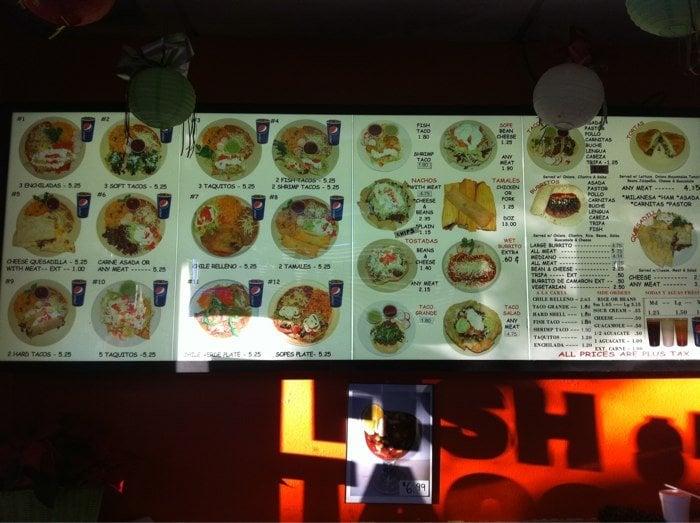 Menu at Los Jalapeños restaurant, Rancho Cucamonga, Arrow Route C