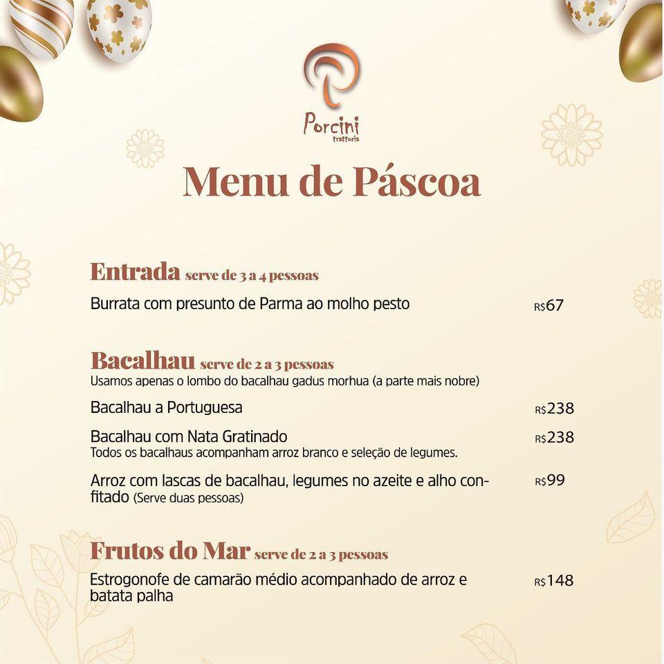 Menu em Porcini Trattoria restaurante, Curitiba
