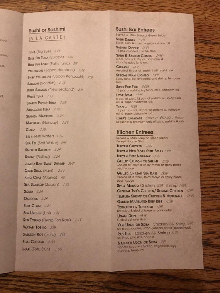 Menu at Wasabi Japanese Restaurant, Buffalo, 752 Elmwood Ave