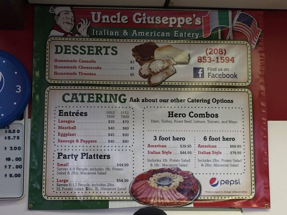 uncle giuseppes super bowl menu