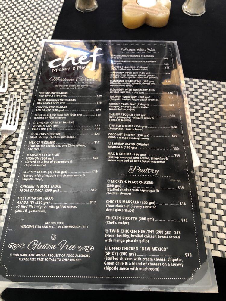 Menu at Chef Mickey s Place restaurant Puerto Peñasco