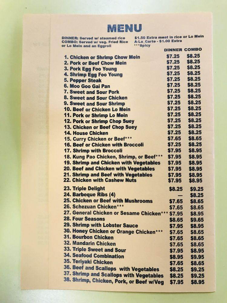 Menu at Golden Egg Roll restaurant, Jacksonville, Atlantic Blvd