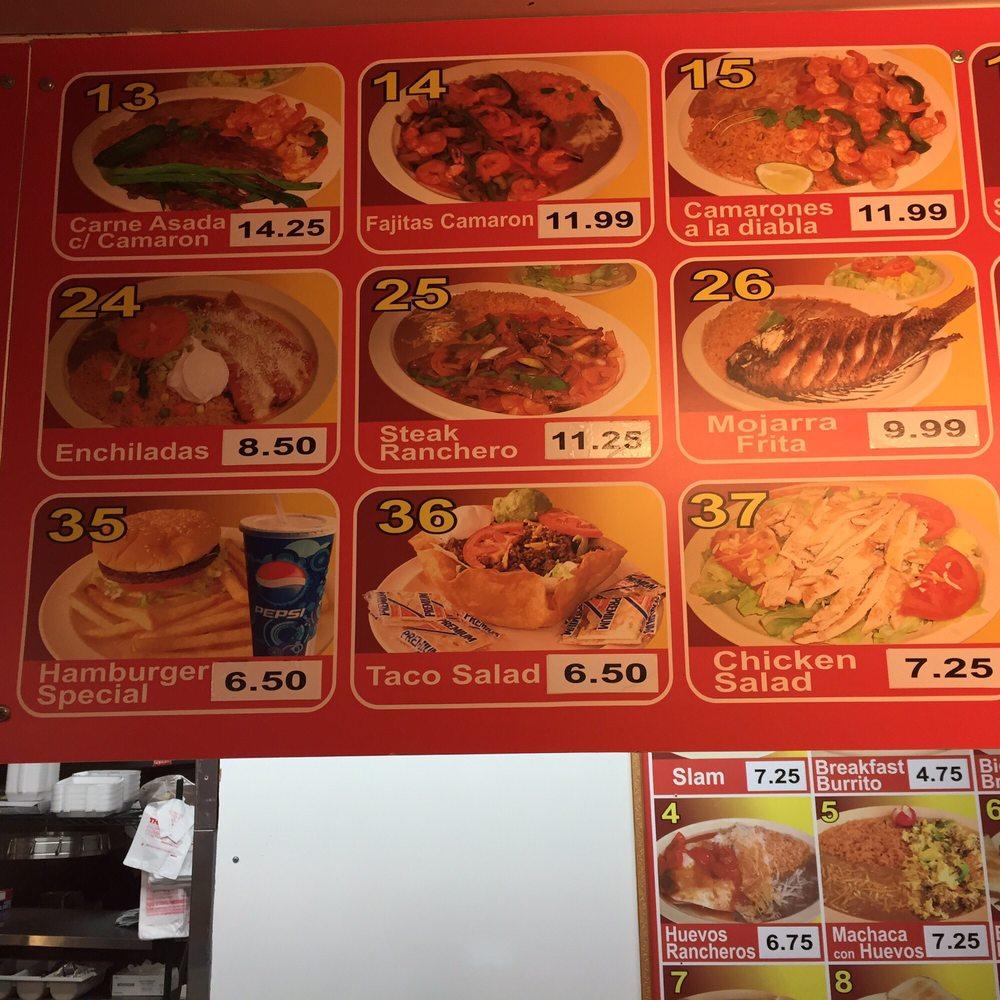 Menu at El Rey Taqueria restaurant, Oklahoma City, 100 S May Ave
