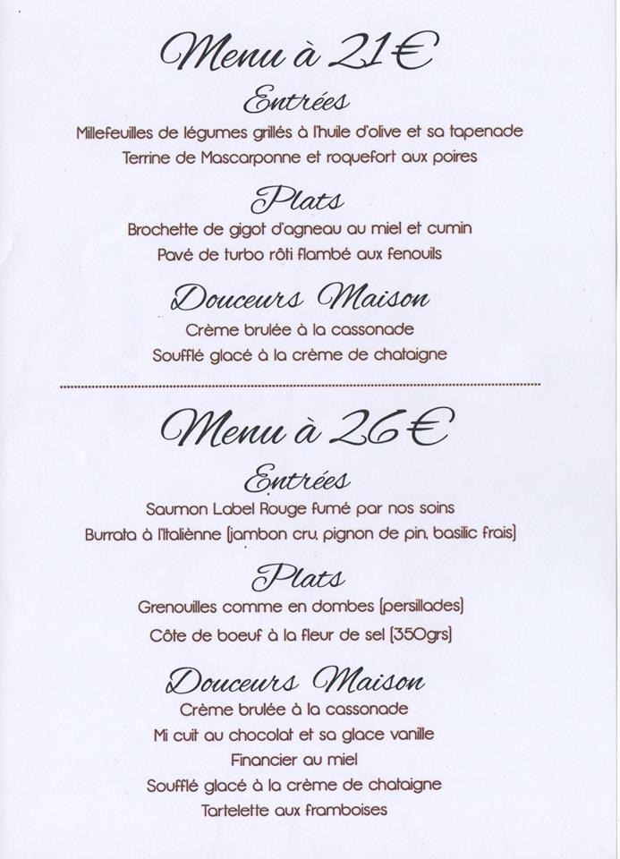 Menu at La mansarde restaurant, Villeurbanne