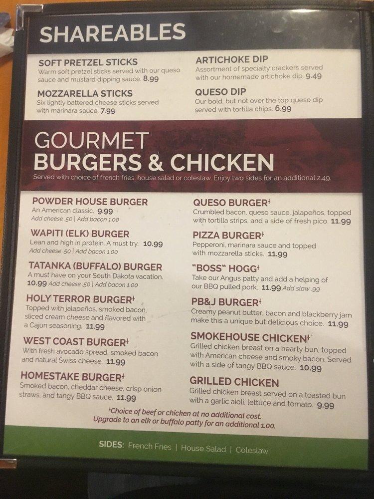 Menu at Powder House steakhouse, Keystone