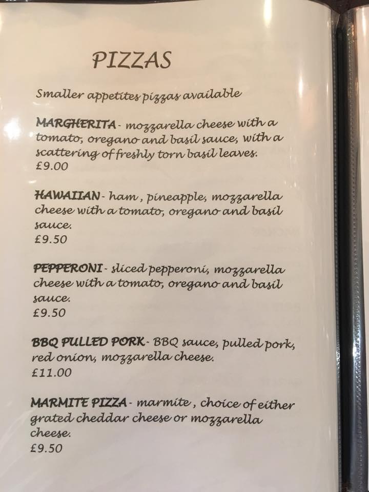 Menu at The Pizza Box restaurant, Broadstone