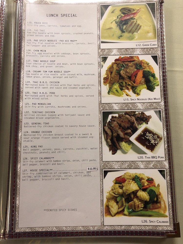 Menu at Thailand Restaurant, Modesto