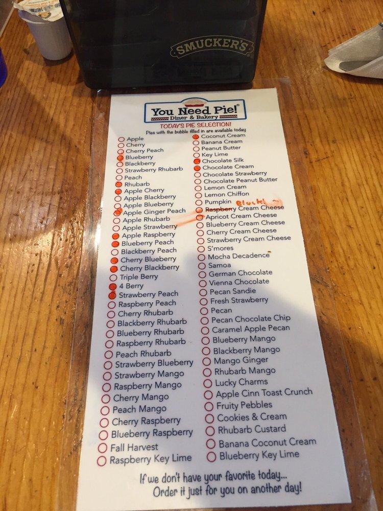 Menu at Estes Park Pie Shop restaurant, Estes Park