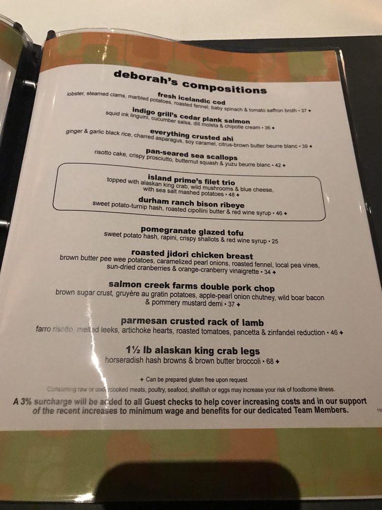 Menu at Island Prime steakhouse, San Diego, 880 Harbor Island Dr