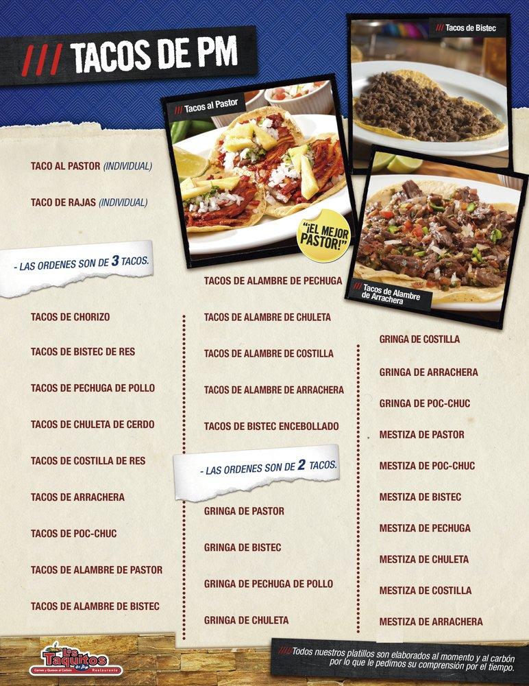 Menu at Los Taquitos de PM Plaza Galerías Mérida restaurant, Merida