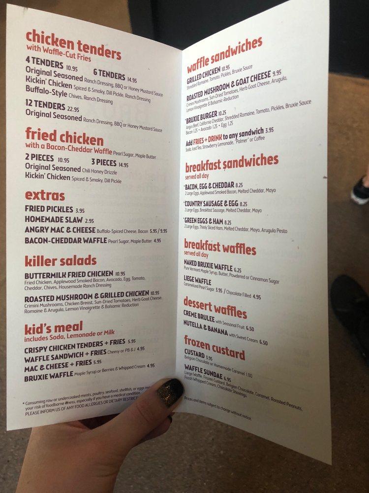 Menu at Bruxie Original Fried Chicken & Waffle Sandwich restaurant, Las
