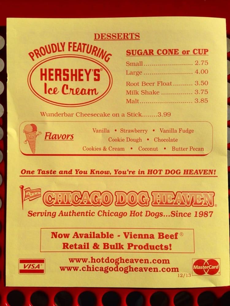 Menu at Hot Dog Heaven restaurant, Orlando