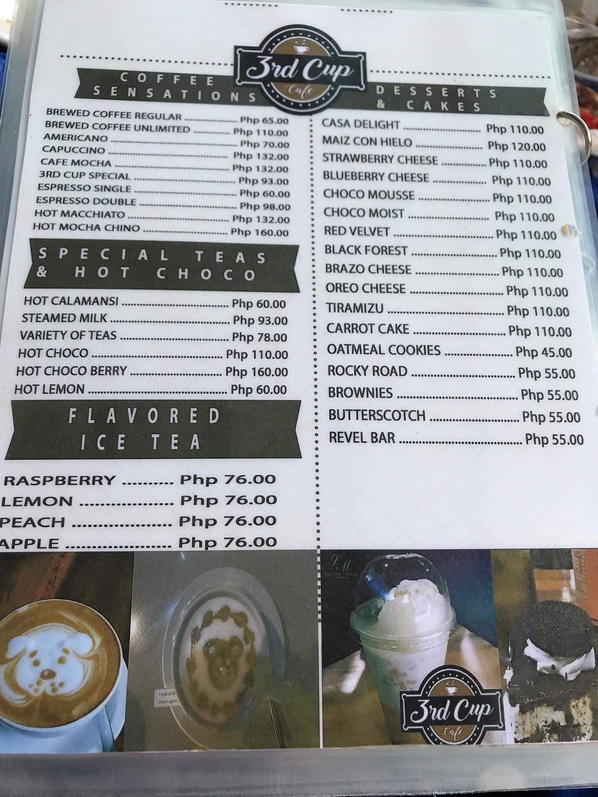 Menu at 3rd Cup Cafe, Zamboanga, W39R+XWG