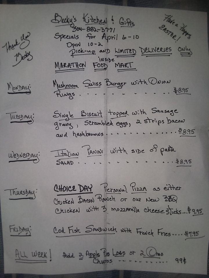 Menu at The Kitchen New Haven WV restaurant, New Haven
